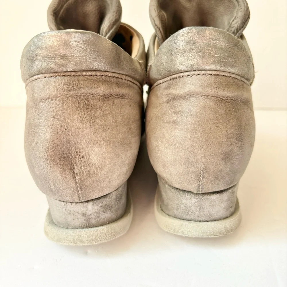 Miz Mooz Gray Leather Chalice Hightop Sneakers Shoes